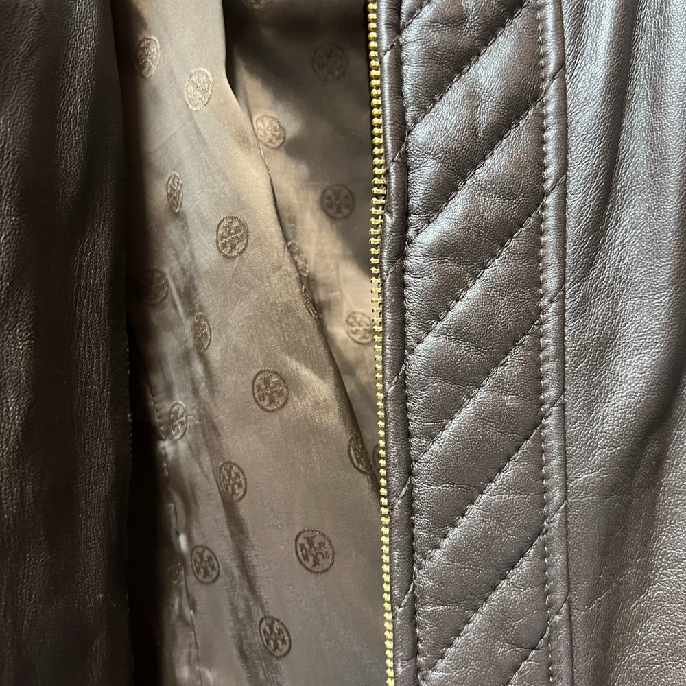 Tory Burch Brown Leather Jacket Size 12 - Barely Worn!